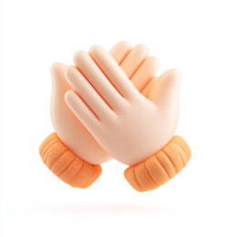 一双3D卡通手正在鼓掌
