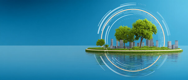 科技感悬浮都市水上生态商业