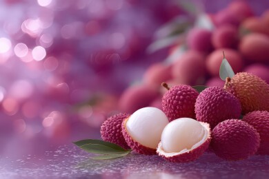 新鲜荔枝的诱人特写展示