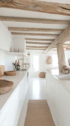 现代极简风格木质横梁厨房