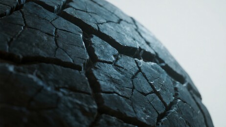 表面布满裂痕的黑色球体