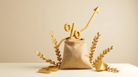 金色利率与增长箭头