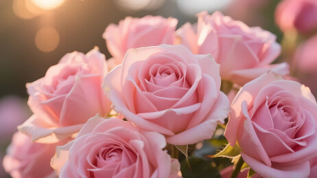 粉色玫瑰簇光晕柔和