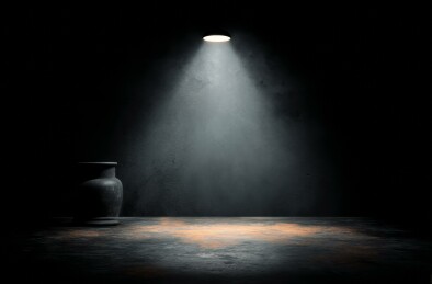 暗室聚光灯下的花瓶