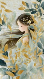 古典仙子的梦幻金叶画卷