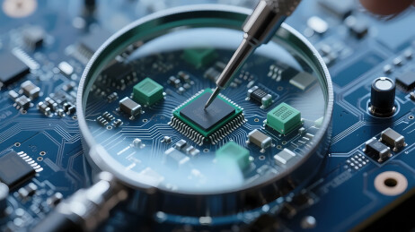 放大镜观察电路板