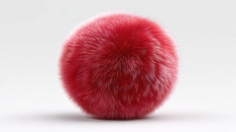 红色毛绒球的特写
