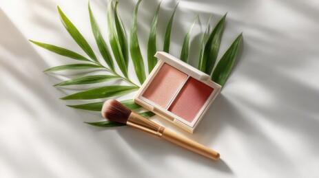 腮红与绿叶的完美搭配