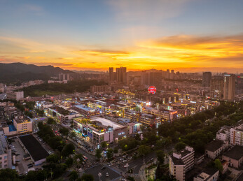广东深圳后浪新天地晚霞夜景航拍