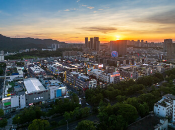 广东深圳后浪新天地晚霞夜景航拍
