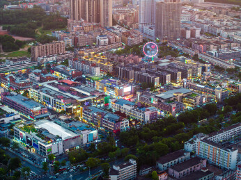 广东深圳后浪新天地晚霞夜景航拍