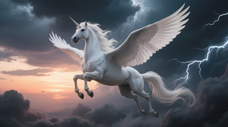白色飞马闪电云彩