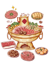 涮羊肉手绘插画