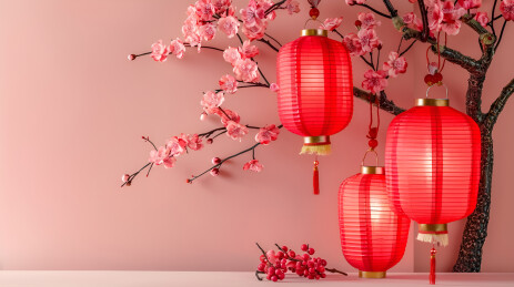插图中国传统新年元素红灯笼