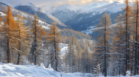 插图高山森林雪景冬景