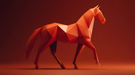 低多边形风格橙色马
