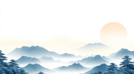 中国自然风景水墨画