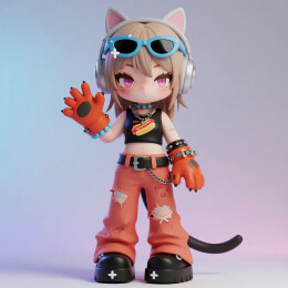 3D立体人物潮玩手办女孩