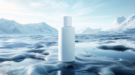 裂开的冰川表面与瓶子