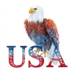 带有美国文字的爱国风白头鹰