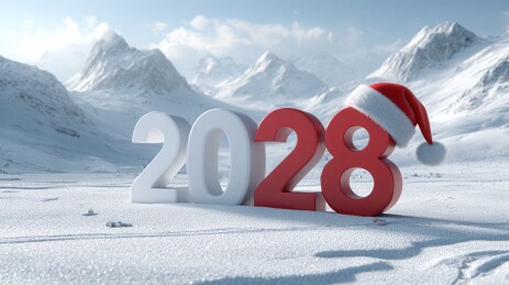 2028年雪山中的节日景象