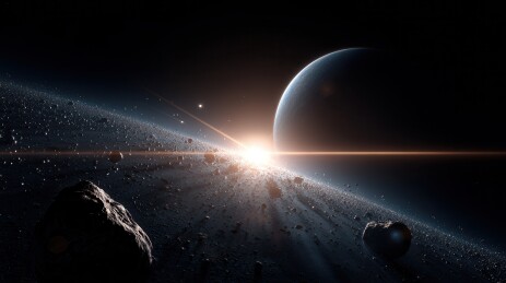 太空中天体与小行星的绚丽景象