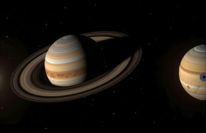 宇宙中的土星与木星