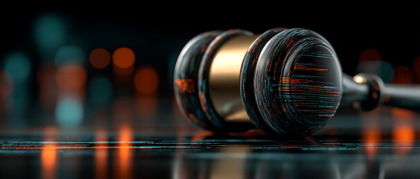 带有霓虹线条装饰的法槌艺术画面