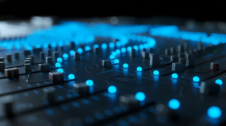 黑色音频混音台蓝光