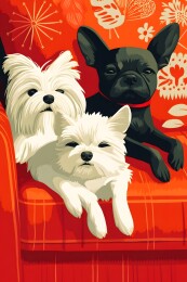 家庭客厅内安静休息的宠物狗