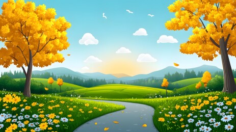 阳光洒在斜坡小路上的光影