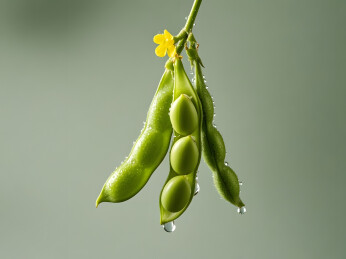 植株上青豆荚的自然图
