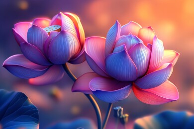 彩莲花梦幻感自然场景