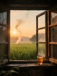 傍晚窗外的风景