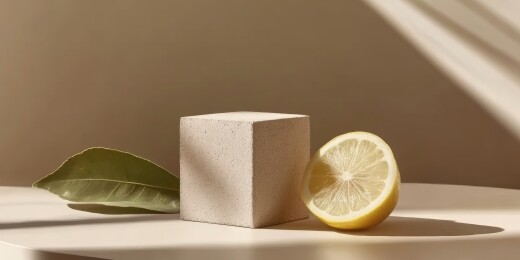 柠檬木块简约静物场景