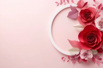 纸花粉色系装饰摆盘场景