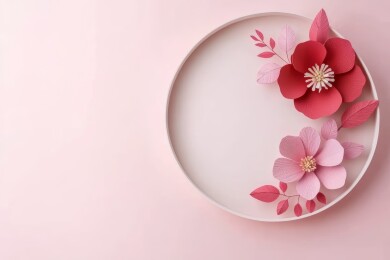 纸花粉色系装饰摆盘场景