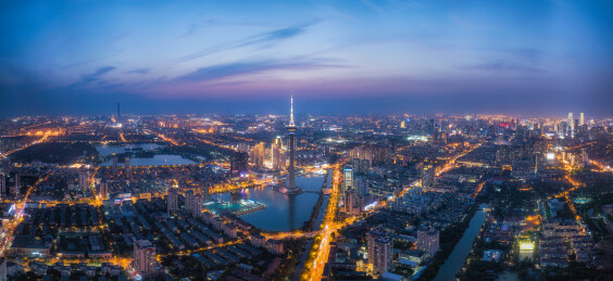 天津广播电视塔夜景航拍