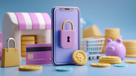 3D手持手机金融安全支付图  