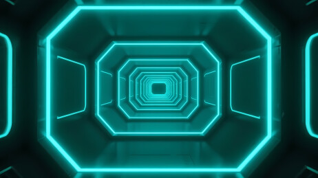 蓝色荧光八边形隧道