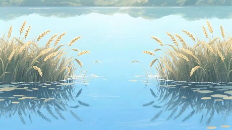 水畔上的麦浪