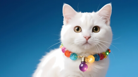 明亮彩色珠子白猫