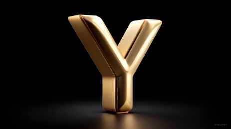 金色字母Y的立体艺术展示