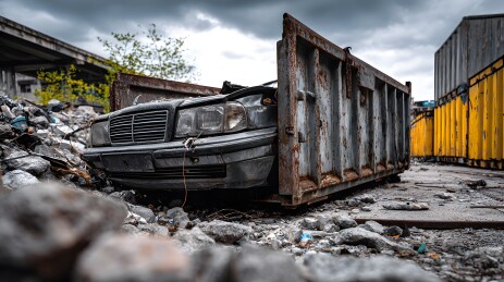 废弃车辆与锈蚀集装箱