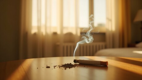 燃烧的香烟与烟雾