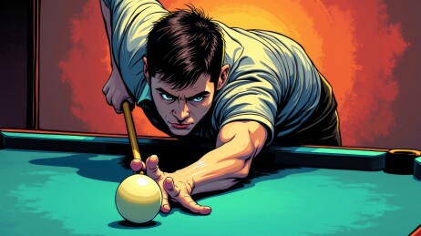 专注的台球瞬间