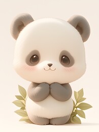 抱爪的乖巧熊猫