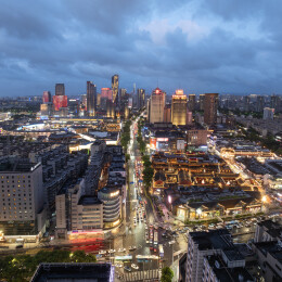 浙江宁波月湖公园航拍景色