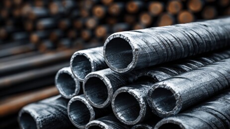堆放的黑色金属管材