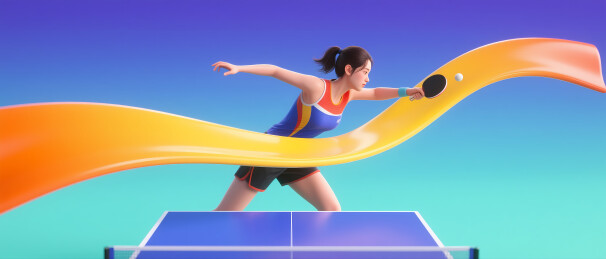 动感乒乓球运动员挥拍瞬间
